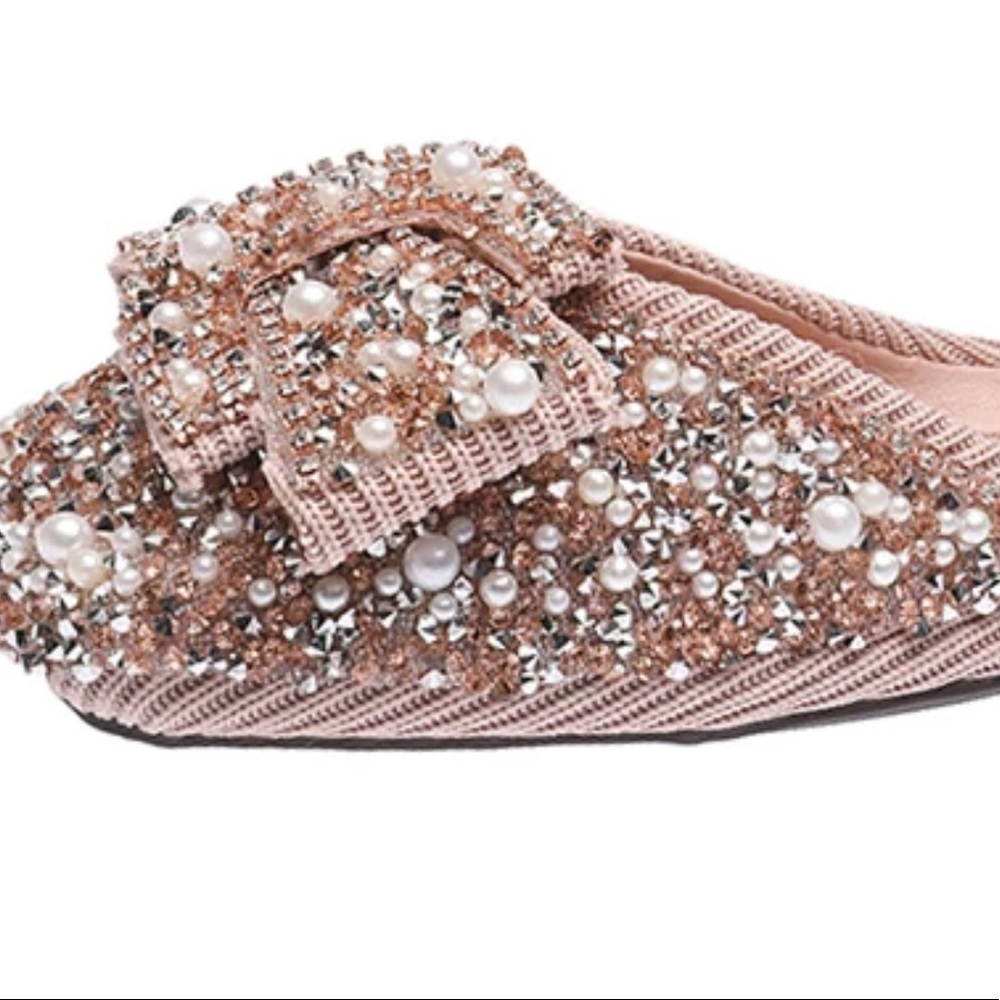 Crystals Pearl Butterfly-knot Women Flats Slip On Shoes - Picture 4 of 5